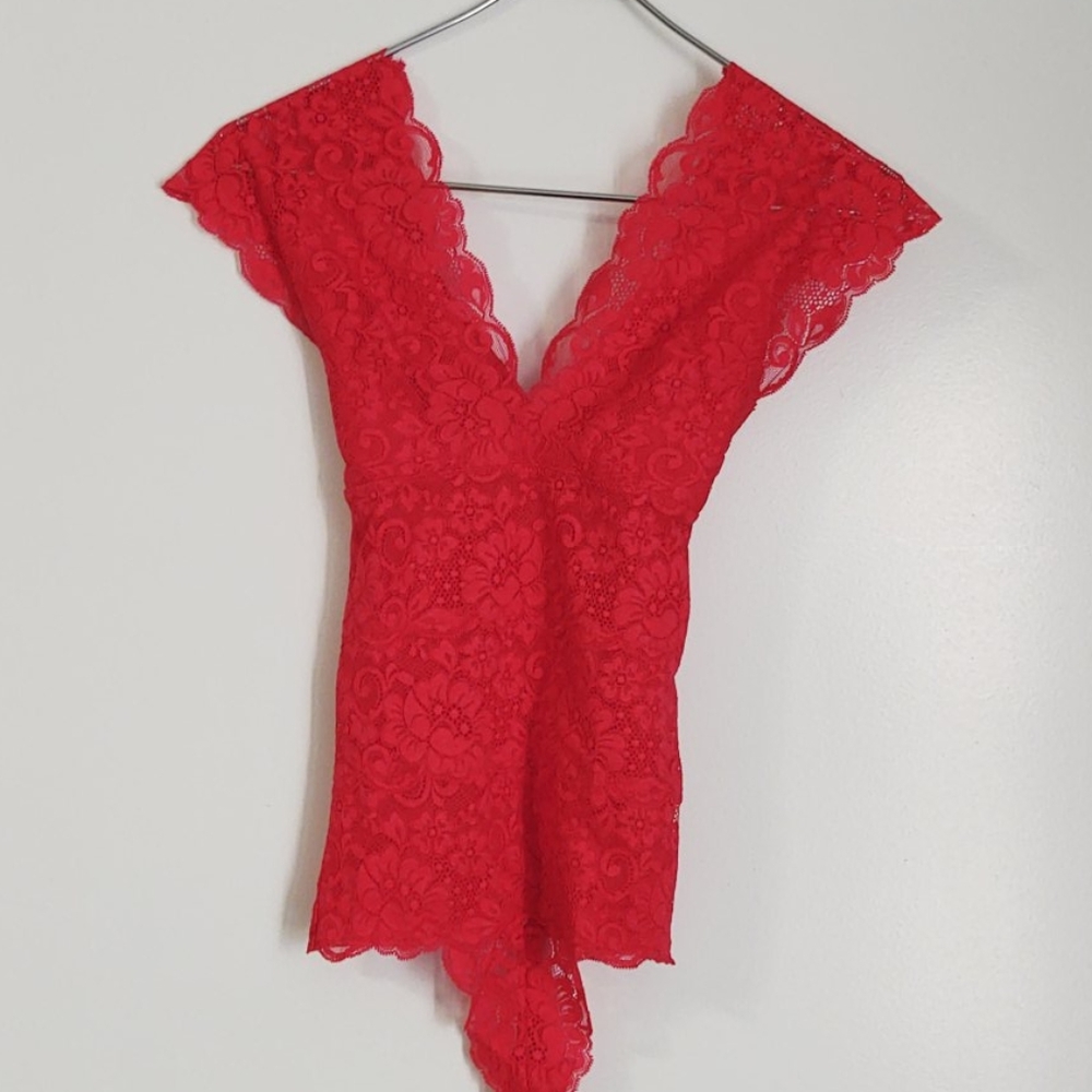 NWT red lace bodysuit